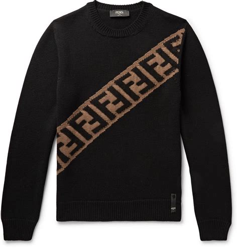 mens fendi ragged sweater with emblem seen on blackish